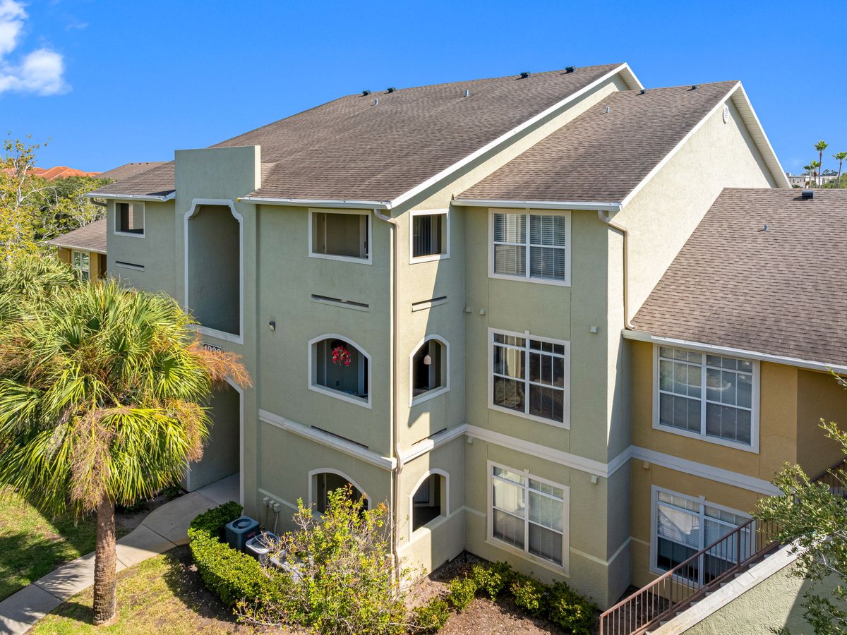 Aerial view of one of The Avalon's three-storey condo buildings